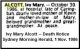 ALCOTT Ivy Mary 1986 Death Notice