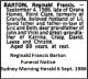 BARTON Reginald Francis 1986 Death Notice SMH