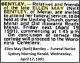 BENTLEY, Ellen May (Nell) Funeral Notice