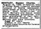 Bentley, Stanley Charles Death Notice SMH 18 Aug 1986