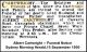 CARTWRIGHT Albert 1950 Funeral Notice