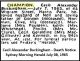 CHAMPION Cecil Alexander 1965 Death Notice SMH