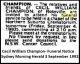 CHAMPION Cecil William 1992 Funeral Notice SMH