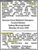 CHAMPION Norman Percy Maitland Funeral Notice SMH