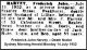 HARVEY Frederick John 1952 Death Notice