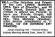 HILL James Hacking 1959 Funeral Notice