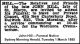 HILL John 1955 Funeral Notice