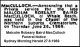 MACCULLOCH Malcolm Robsart Baird 1969 Funeral Notice