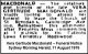MACDONALD Vera Gertrude 1976 Funeral Notice