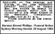 PHILLIPS Norman Ernest 1982 Funeral Notice