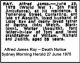 RAY Alfred James 1975 Death Notice