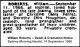 ROBERTS William 1966 Funeral Notice
