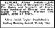 TAYLOR Alfred Josiah 1964 Death Notice 