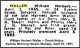 WALLER William Herbert 1965 Death Notice