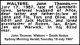 WALTERS John Thomas 1967 Death  Notice
